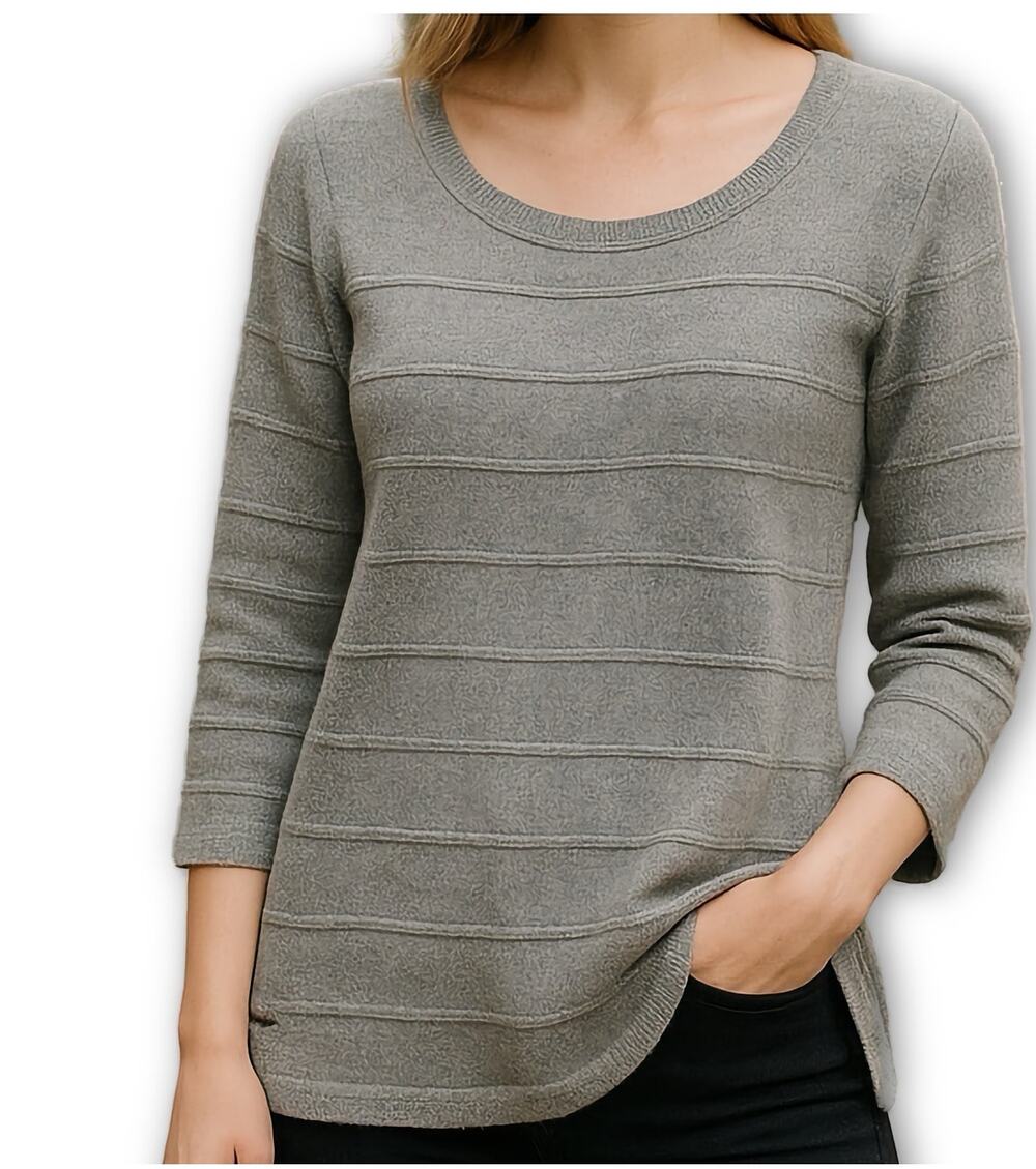 Lacoste Sweater S Gray Wool Cashmere Rib Knit Crewneck Heritage Pullover